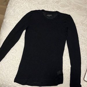 Rag & Bone Sheer Cotton Black Long Sleeve Top